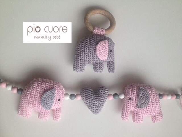 Conjunto Elefantes rosa y gris