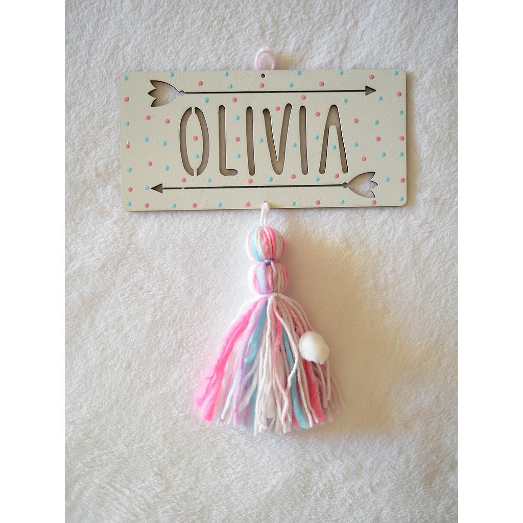 Olivia en rosa, turqueza y blanco