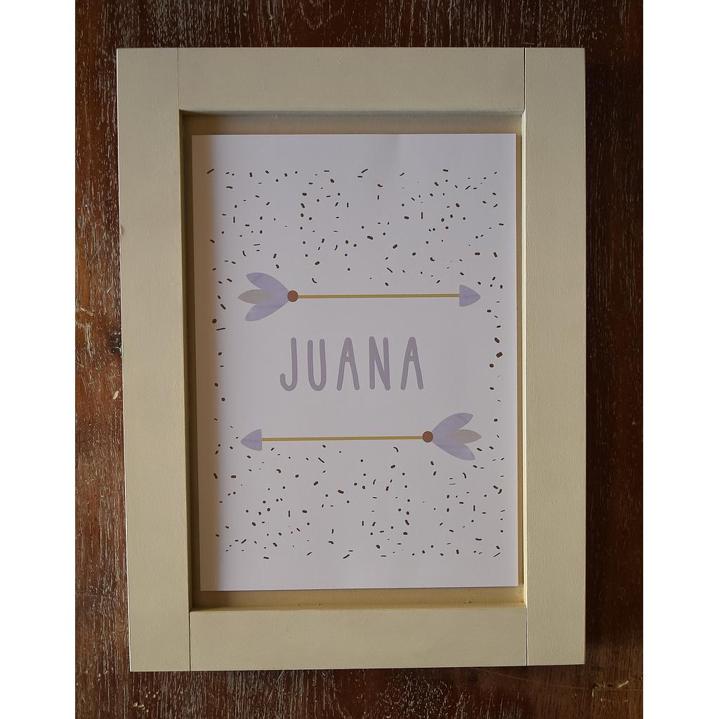 Cuadro personalizado con nombre y flechas en lila y marron