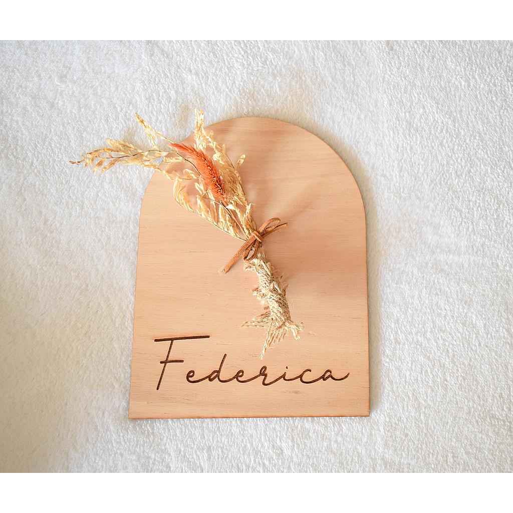 Cartel decorativo díseño "Federica" con detalle de flores secas