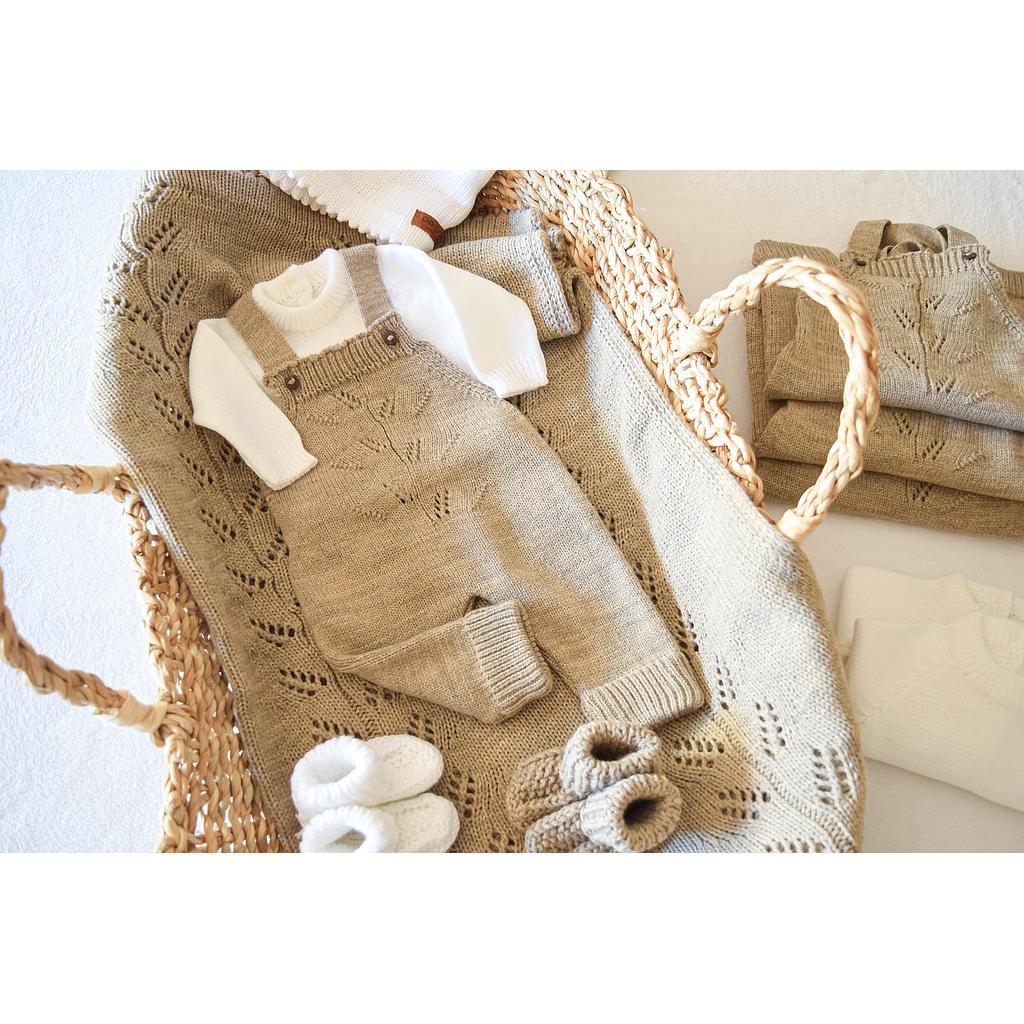 Set VERONA. Entero melange y bata lisa en dralon. Talle 6 a 9 meses