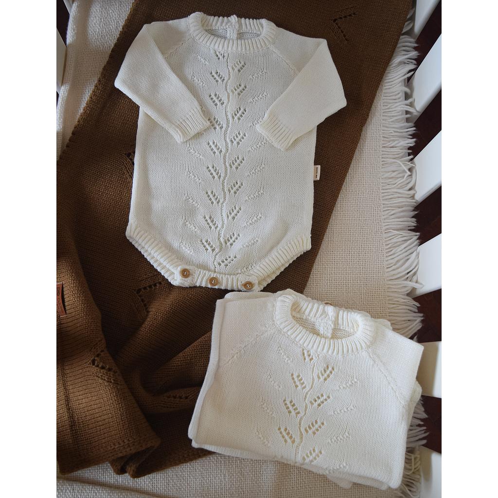 Bodie VERONA en dralon. Color marfil. Talle 3 a 6 meses