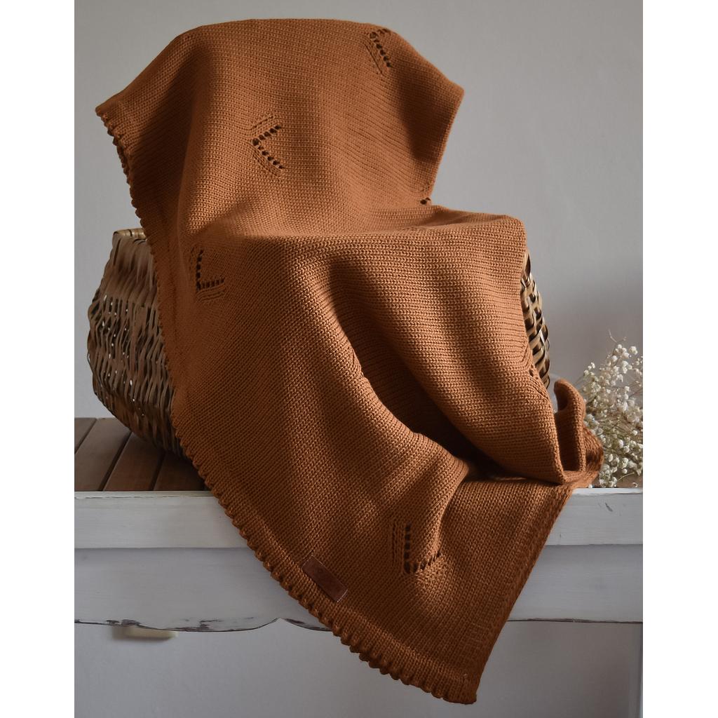 Rebozo hilo de algodón color marrón con espigas 