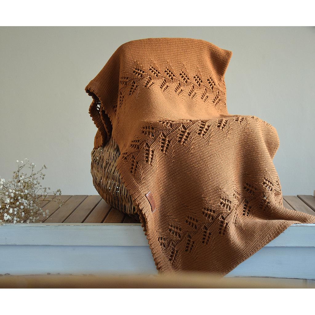 Rebozo en hilo de algodon diseño tallo de espiga color chocolate