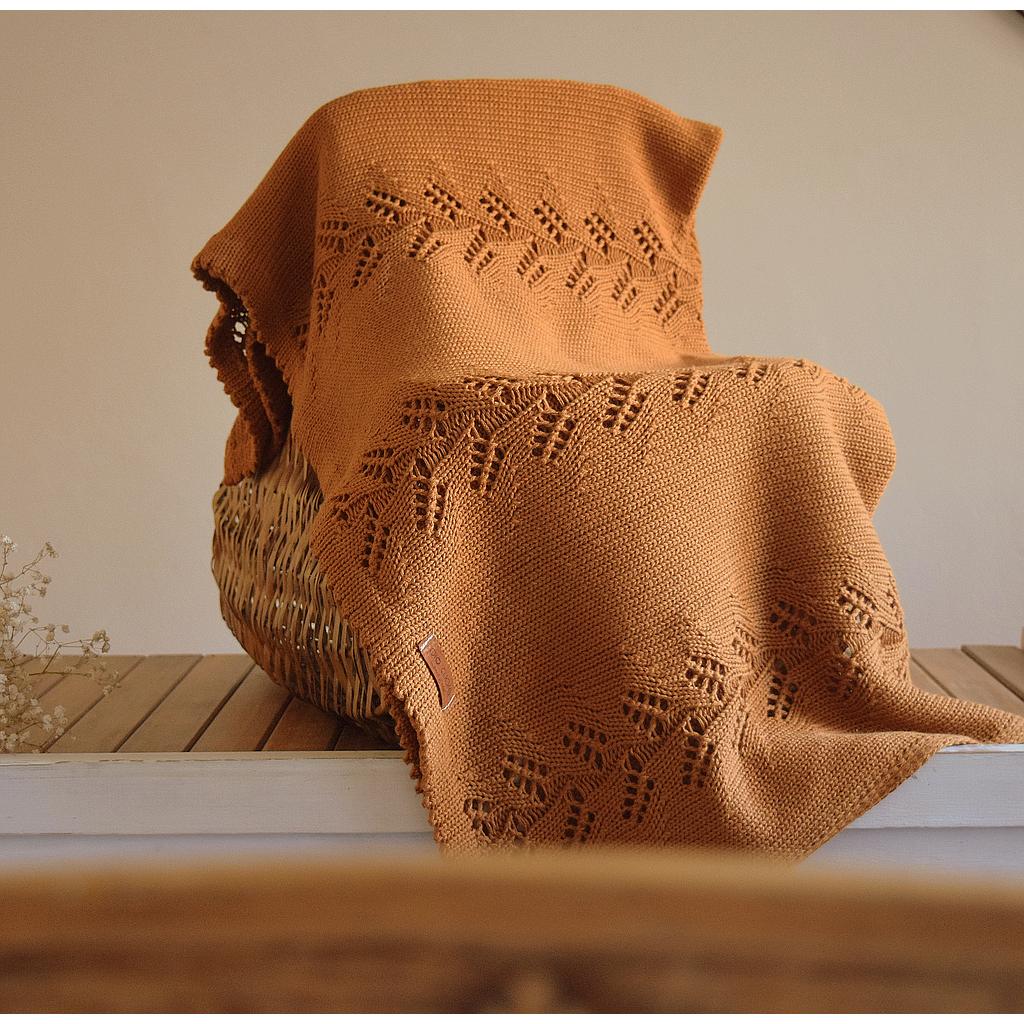 Rebozo dralon diseño tallo de espigas color chocolate