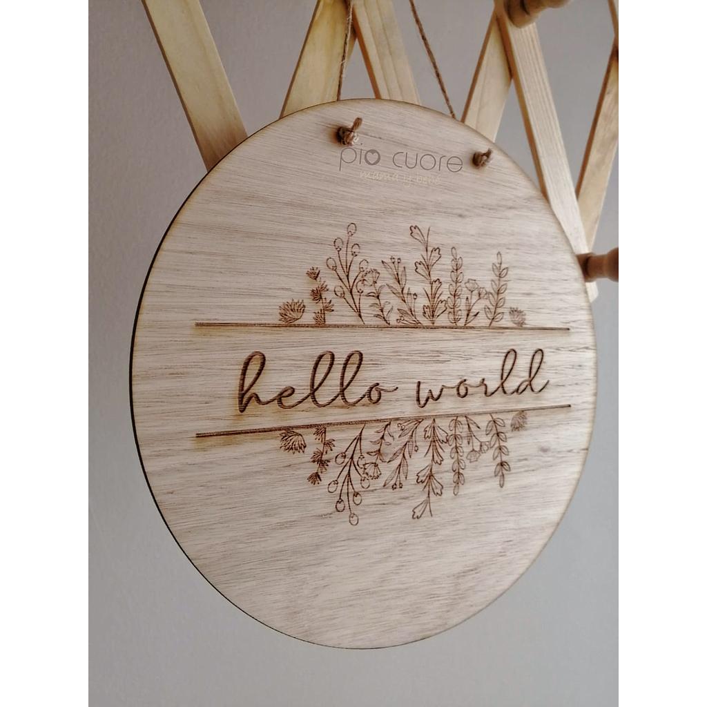Cartel para puerta HELLO WORLD